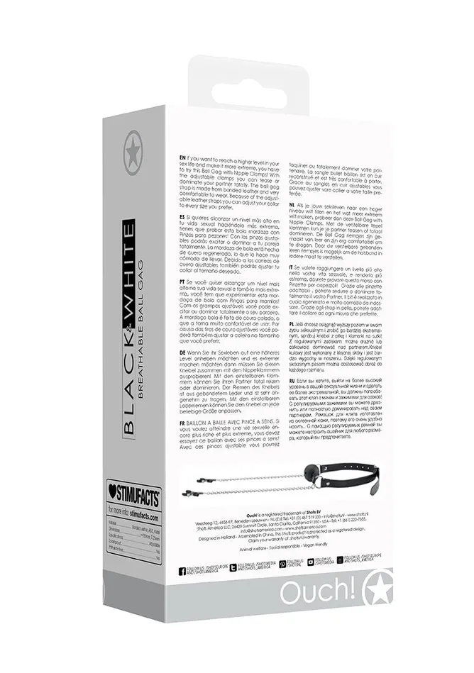 Breathable Ball Gag With Nipple Clamps Shots America Male Sex Toys