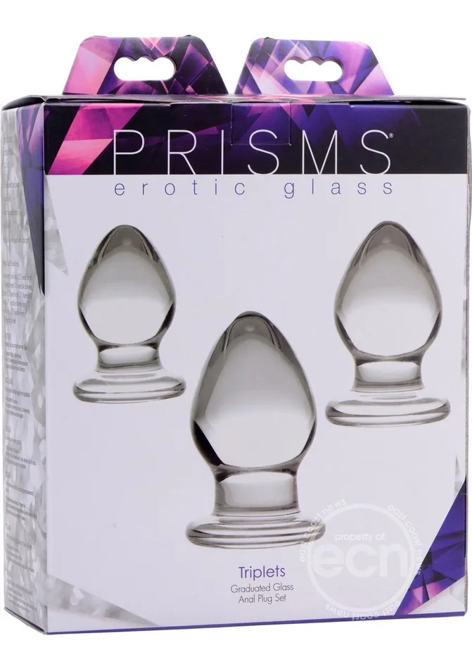 XR Brands Anal Prisms Erotic Glass Triplets Graduated Glass Anal Plug Set Clear XR Brands Anal Prisms Erotic Glass Triplets Graduated Glass Anal Plug Set Clear