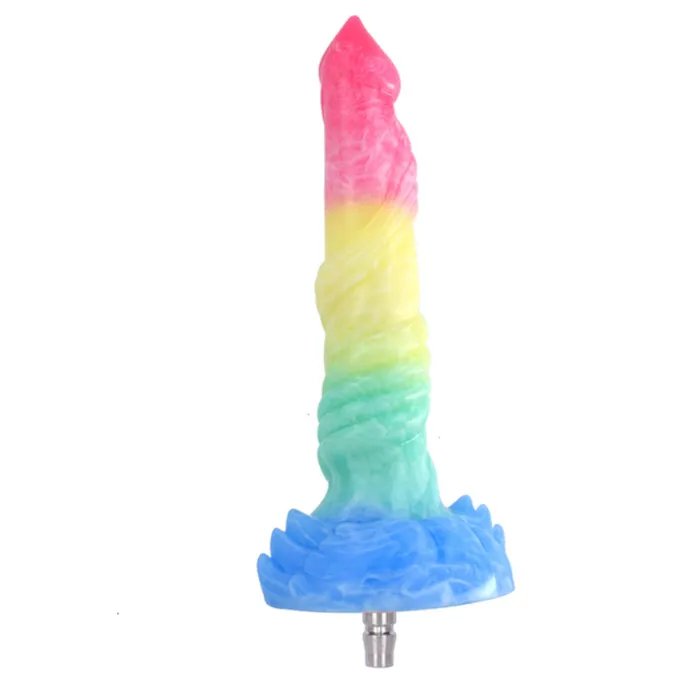House of Dasein Female Sex Toys Sex Machine Attachments Colourful Rainbow Big Dildo Vac U Lock Attachments For Automatic Sex Machine