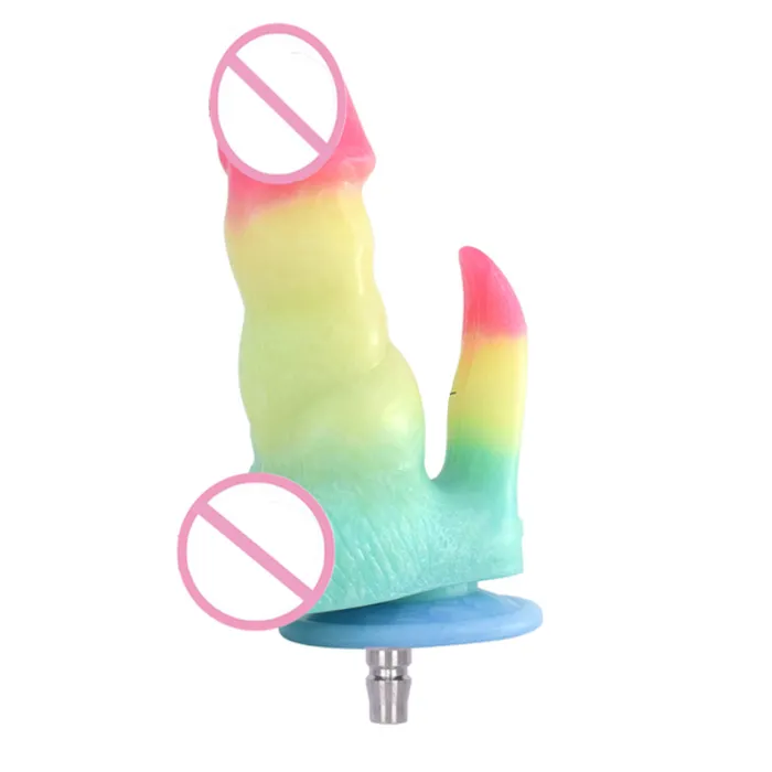 House of Dasein Female Sex Toys Sex Machine Attachments Colourful Rainbow Big Dildo Vac U Lock Attachments For Automatic Sex Machine