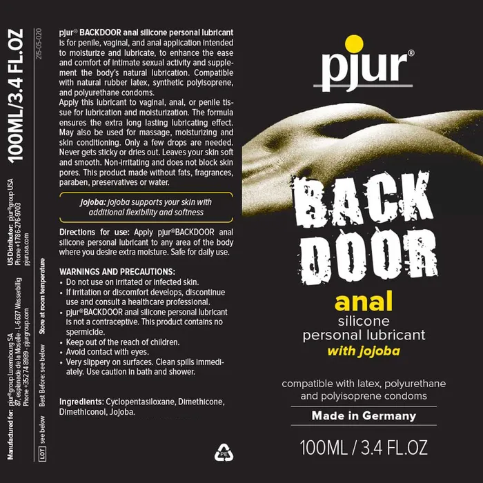 pjur Back Door Relaxing Anal Glide Jojoba and Silicone Personal Lubricant 100ml Pjur Anal