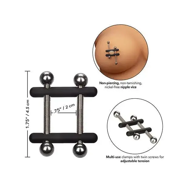 CalExotics Male Sex Toys Nipple Grips Power Grip Crossbar Nipple Vices Black CalExotics Male Sex Toys Nipple Grips Power Grip Crossbar Nipple Vices Black