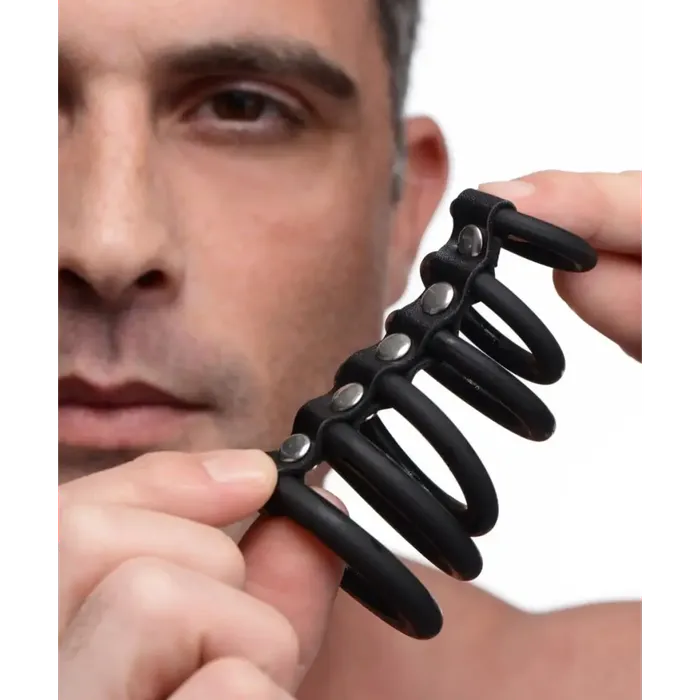 Male Sex Toys STRICT 6 Ring Silicone Chastity Device