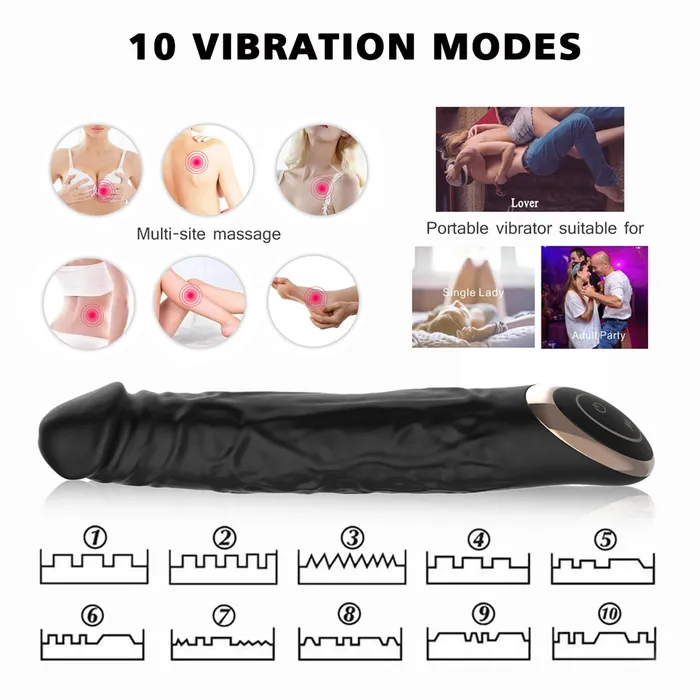 Winyi Dildos Winyi Terry Realistic Silicone Dildo Black
