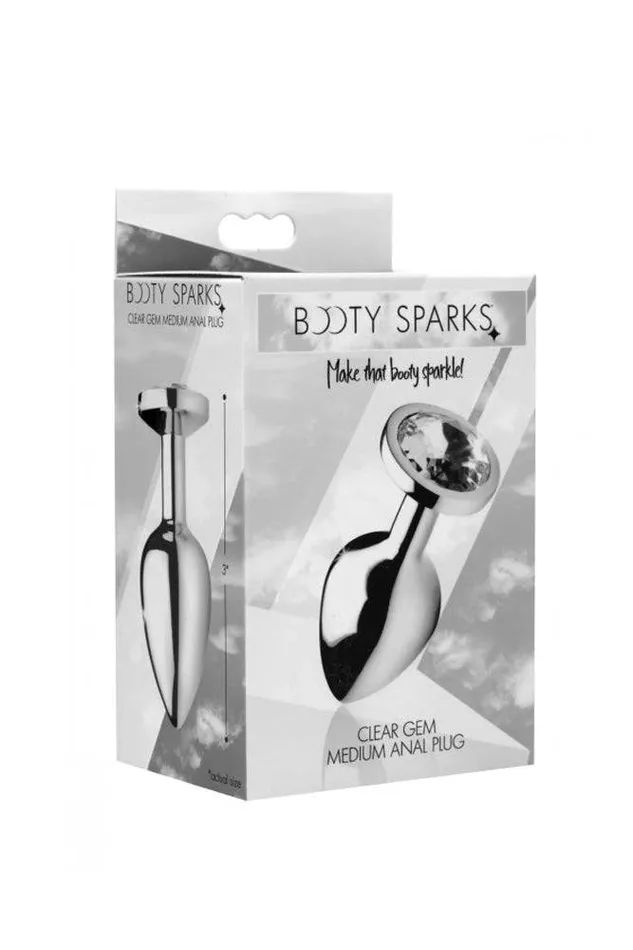 XR Brands XR Brands Booty Sparks Clear Gem Anal Plug Medium Male Sex Toys