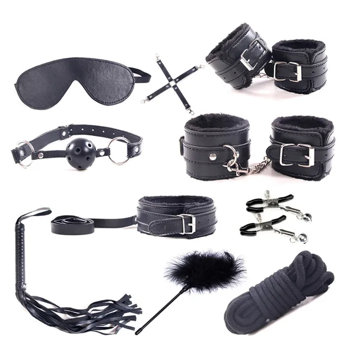 LAZADASEXTOYS Couples Dildo Vibrator Anal Plugs Handcuffs Whip Nipples Clip Blindfold Breast Pump BDSM Games Adult Sex Toys Kit For Couples kit casal