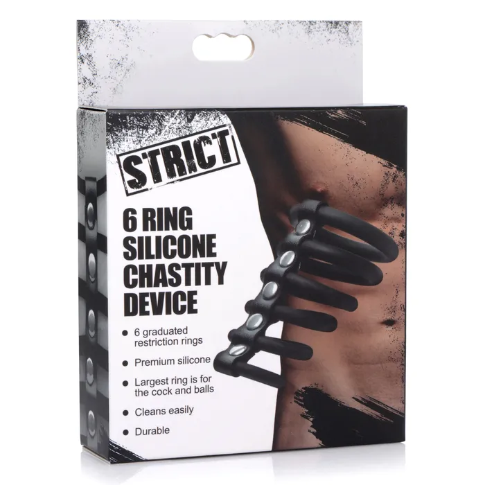 6 Ring Silicone Chastity Device STRICT Male Sex Toys 6 Ring Silicone Chastity Device STRICT Male Sex Toys