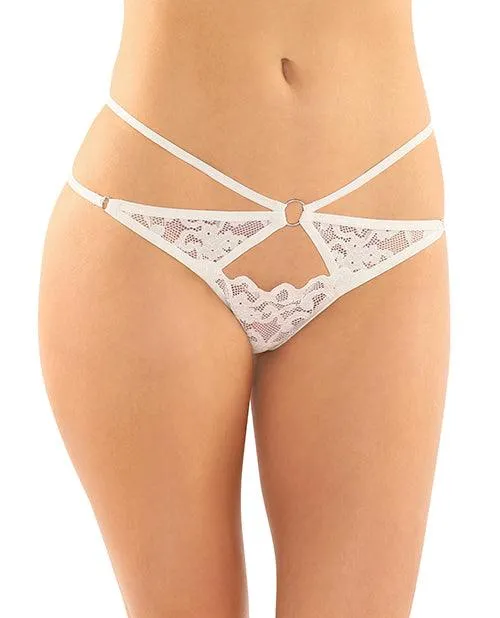Fantasy Lingerie Teddies And Bodies Jasmine Strappy Lace Thong Wfront Keyhole Cut Out