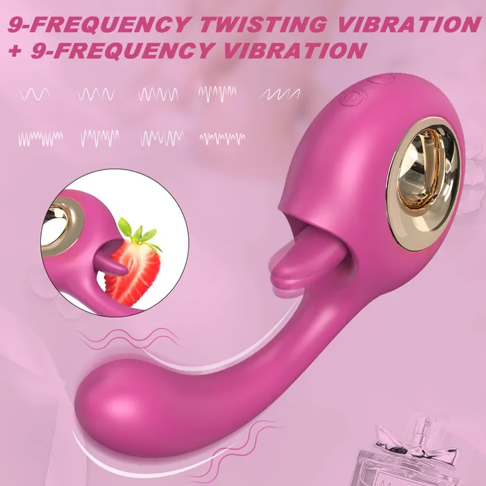YoYoLemon Female Sex Toys YoYoLemon G Spot Dildo Vibrator 2 in 1 Clitoral Tongue Licking Vibrating Rose Sex Stimulator for Women Adult Sex Toys