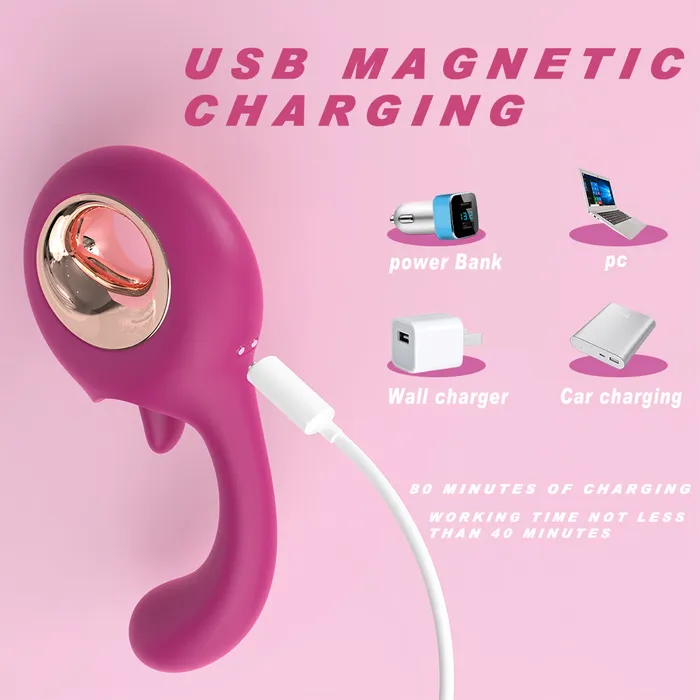 YoYoLemon Female Sex Toys YoYoLemon G Spot Dildo Vibrator 2 in 1 Clitoral Tongue Licking Vibrating Rose Sex Stimulator for Women Adult Sex Toys