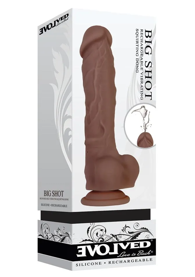 Female Sex Toys Evolved Big Shot Rechargeable Silicone Vibrating Squirting Dong with Balls