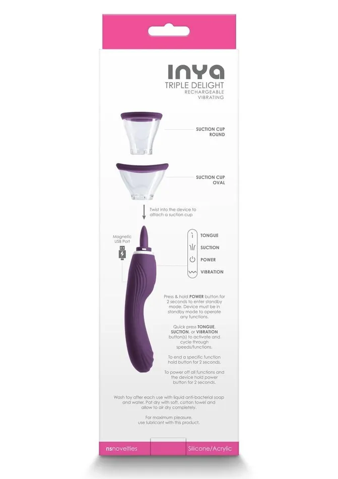 Inya Female Sex Toys Inya Triple Delight Rechargeable Silicone Vibrator