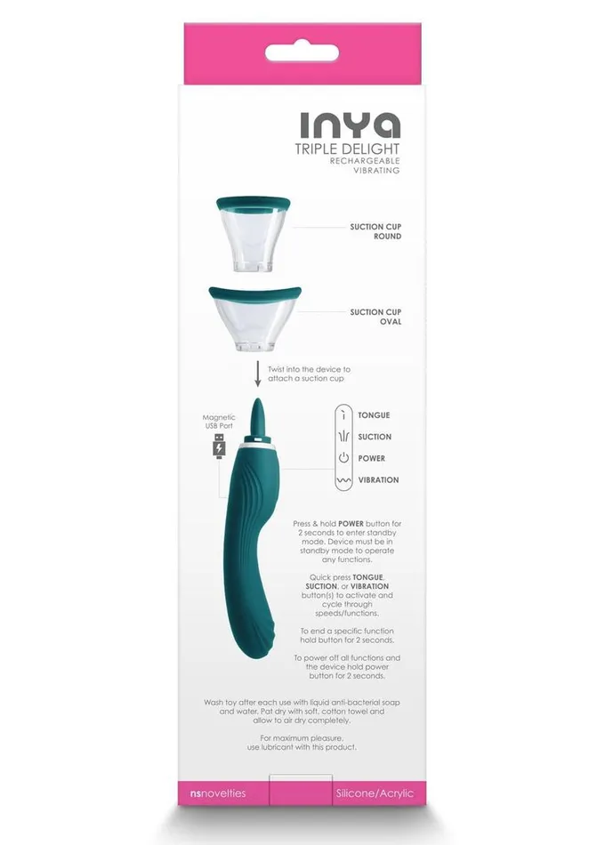 Inya Female Sex Toys Inya Triple Delight Rechargeable Silicone Vibrator