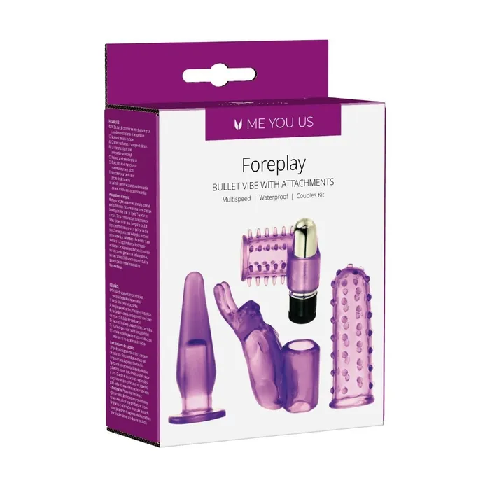Me You Us Female Sex Toys Me You Us Foreplay Bullet Vibrator With Attachments Purple