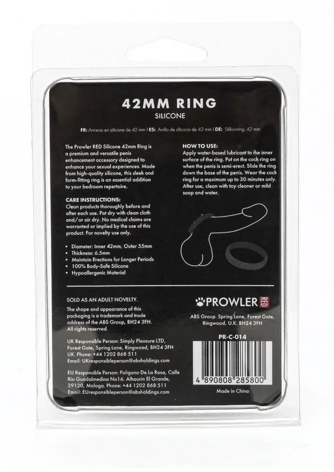 Prowler RED Prowler Red Silicone 42mm Cock Ring Male Sex Toys