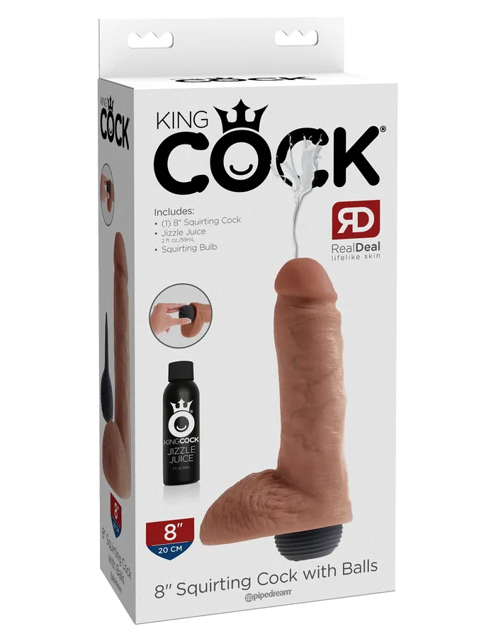 Pipedream Dildos King Cock 8 Inch Squirting Cock With Balls Tan Pipedream Dildos King Cock 8 Inch Squirting Cock With Balls Tan