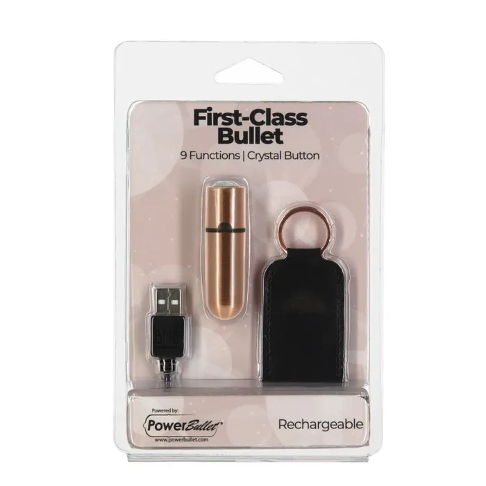 PowerBullet Female Sex Toys Power Bullet First Class Rechargeable Bulllet w Crystal Rose Gold