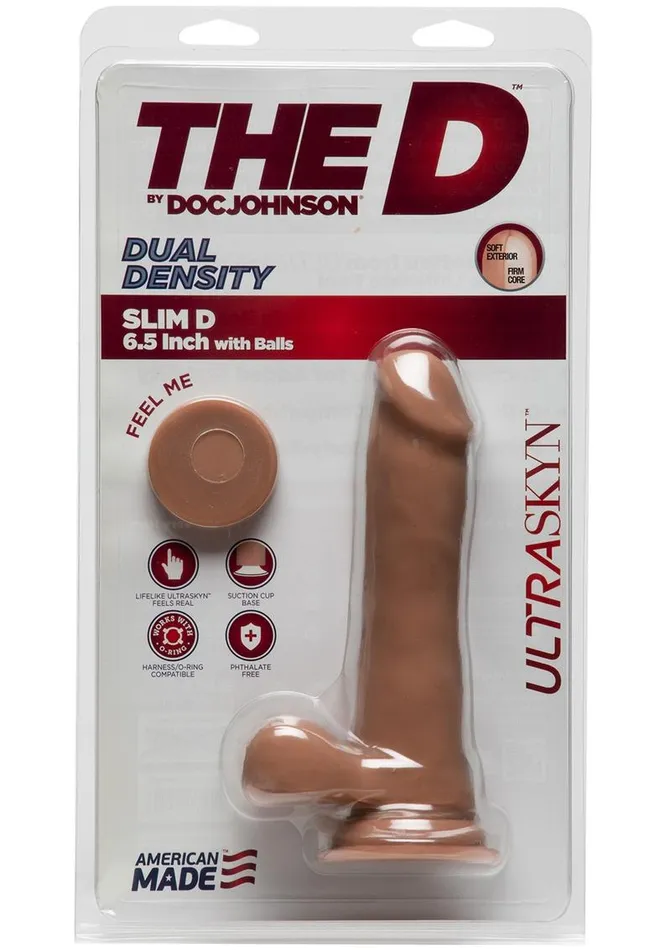 The D The D Slim D Ultraskyn Dildo with Balls Female Sex Toys